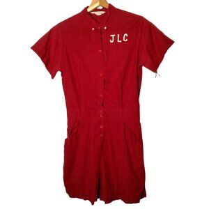 Merrygarden Regulation Gym Wear Romper Red Athletic Outfit Vintage Snap Shorts